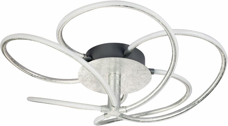 Design LED Decken Leuchte Wohn Ess Zimmer Lampe blatt silber Farben gebogen Globo 67823-40D1S