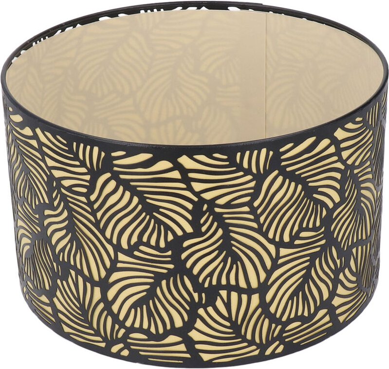 Eosnow Schwarzer hohler Lampenschirm aus Metall mit gelbem Futter. Metall-Tischlampen-Lichtschirm für E27-E14-Sockel