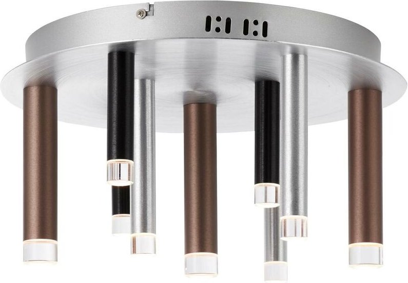 Thumbnail - Lampe Cembalo led Deckenleuchte 9flg alu/schwarz/braun 9x 4W led integriert, 300lm, 3000K In 3 Stufen über Wandschalter ...