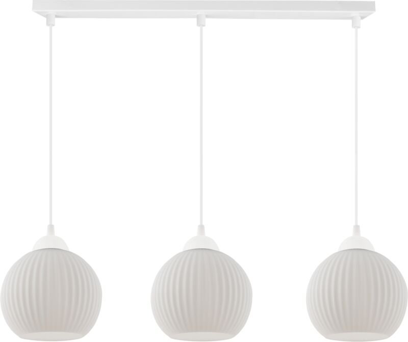 Riffle Weisse Hängelampe 3 Flache Weisse Kugelform E27