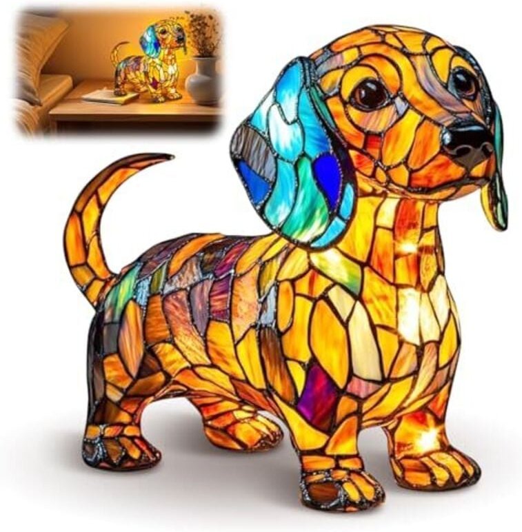 Dackel Deko Nachtlicht, Hundeserie LED Lampe USB, Hundelampen aus Harz, Haustier Dekolampe Nachtlampe für Hundefans, Woh...
