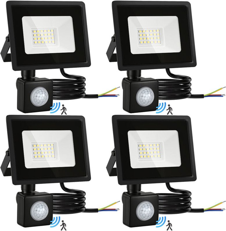 Jiubiaz LED Strahler mit Bewegungsmelder 4X 30W , 6000K Kaltweiß Außenbeleuchtung Scheinwerfer
