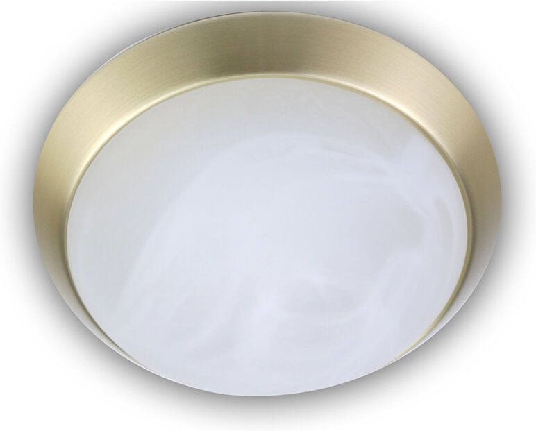 LED-Deckenleuchte rund, Glas Alabaster, Dekorring Messing matt, ø 30cm