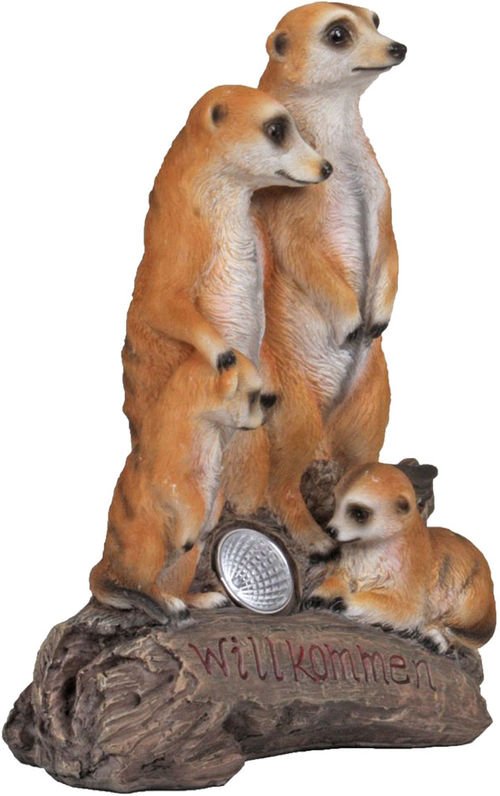 LED Außen Solar Steh Leuchte Erdmännchen Baumstamm Veranda Figur Akku Lampe