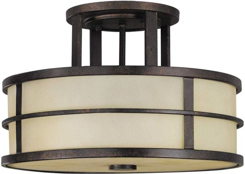 Licht-erlebnisse - Deckenlampe Creme Bronze Glas Metall ø 34,3 cm dekorativ blendarm E27 Deckenleuchte Wohnzimmer