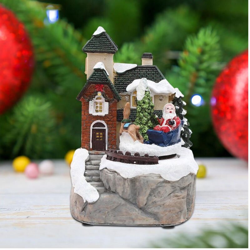Trade Shop Traesio - Trade Shop - Landschaftsstatuetten Thema Weihnachtsdekoration 15 cm mit LED-Licht verschiedene Mode...