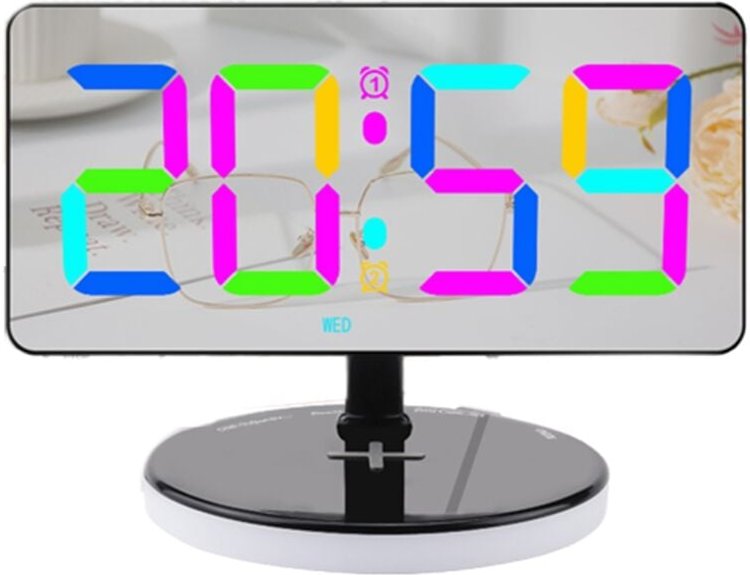 Tlily - Digitaler Wecker mit kabellosem Laden, verspiegelte LED-Uhr für Schlafzimmerdekor, für Zuhause, Schlafzimmer- un...