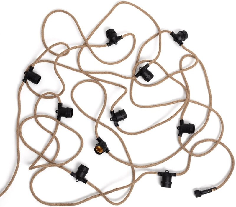 Lichterkette Außen mit 10 Fassungen Textil 10m IP65 10 m