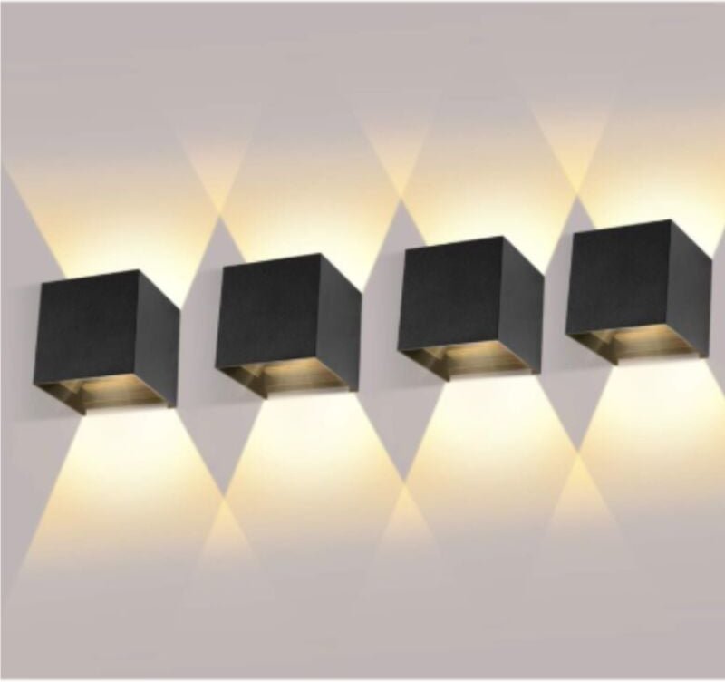 4er Set 12W Wandleuchten mit verstellbarem Abstrahlwinkel, Warmweiß 3000K, IP65 wasserdicht, Schwarz