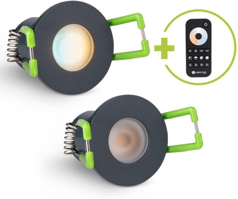 Einbaustrahler Mini Livorno 3W CCT 2700K-6500K IP65 - Farbe: anthrazit RAL 7016 - Anzahl: 2x
