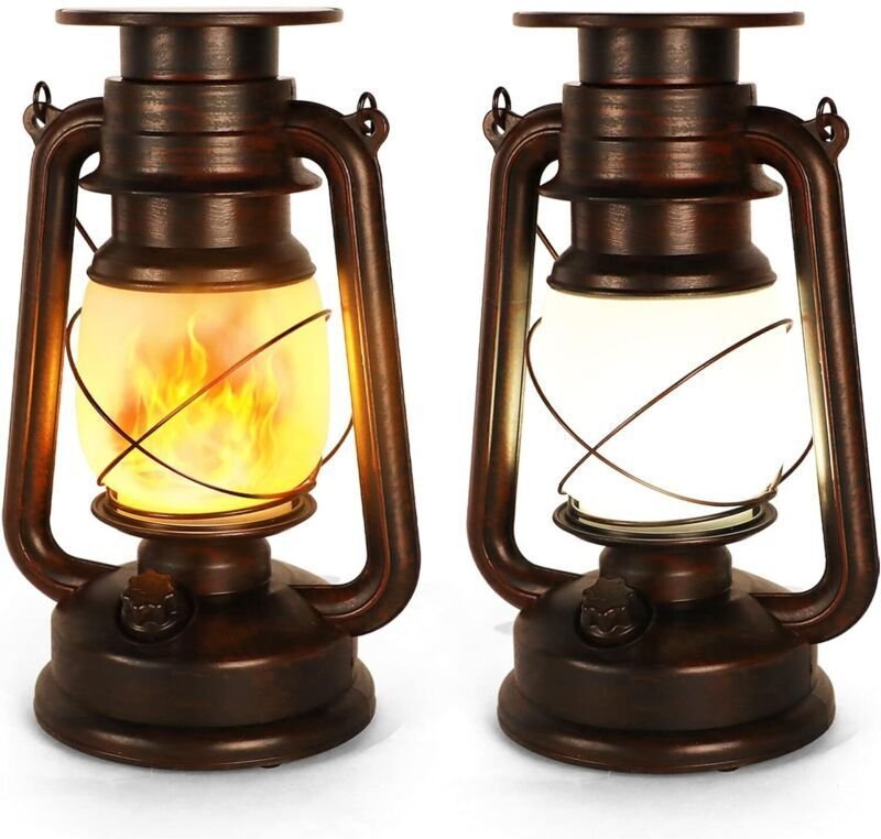 Solar-Gartenlaterne für den Außenbereich, 2er-Pack Solar-Sturmlampe, Solar-Gartenlaterne, LED-Sturmlampe, zwei Beleuchtu...