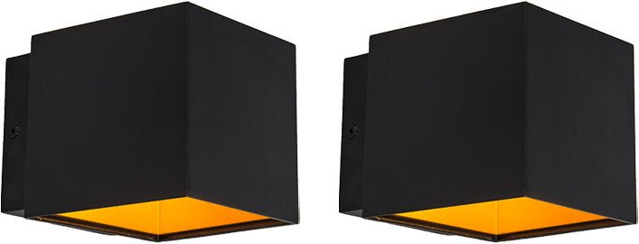 2er Set Design Wandleuchten schwarz / gold inkl. led - Caja