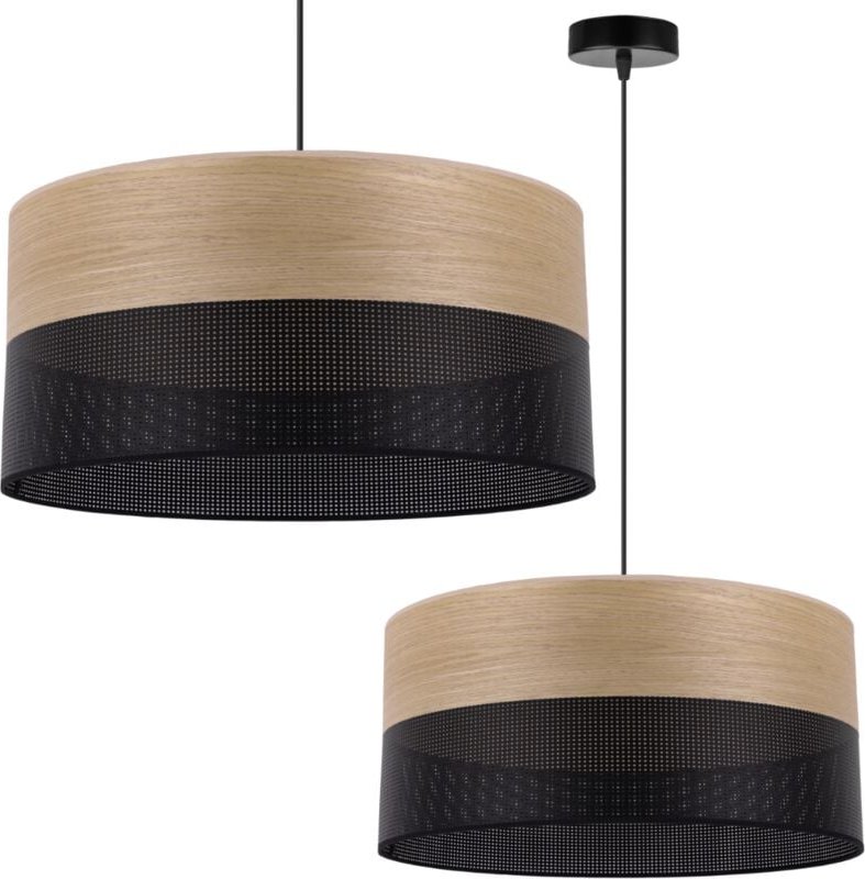 Einzelne Hängelampe, Lampenschirm Aus Goldenem Eichenfurnier, 44 Cm