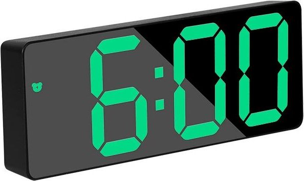 Réveil Numérique,Grand écran LED,Horloge de Surface Miroir avec Fonction Snooze et Connexion Réglable en Luminosité Réve...