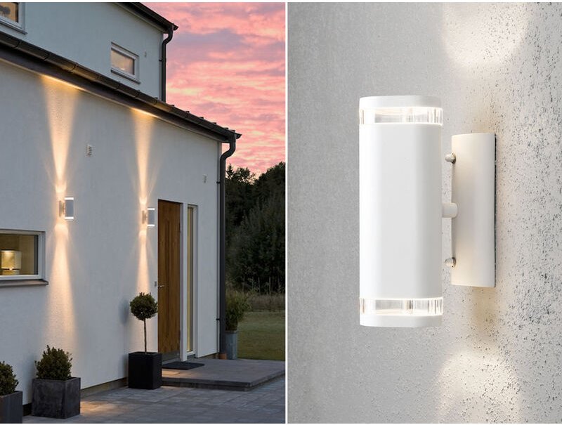 2er-Set Aluminium Up-Down Wandleuchte MODENA weiß, GU10, Höhe 23,5 cm, IP44