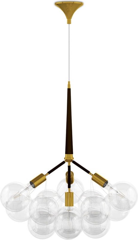 Privatefloor - Deckenlampe mit Glaskugeln - Design Pendelleuchte - 12 Kugeln - Glaub Braun