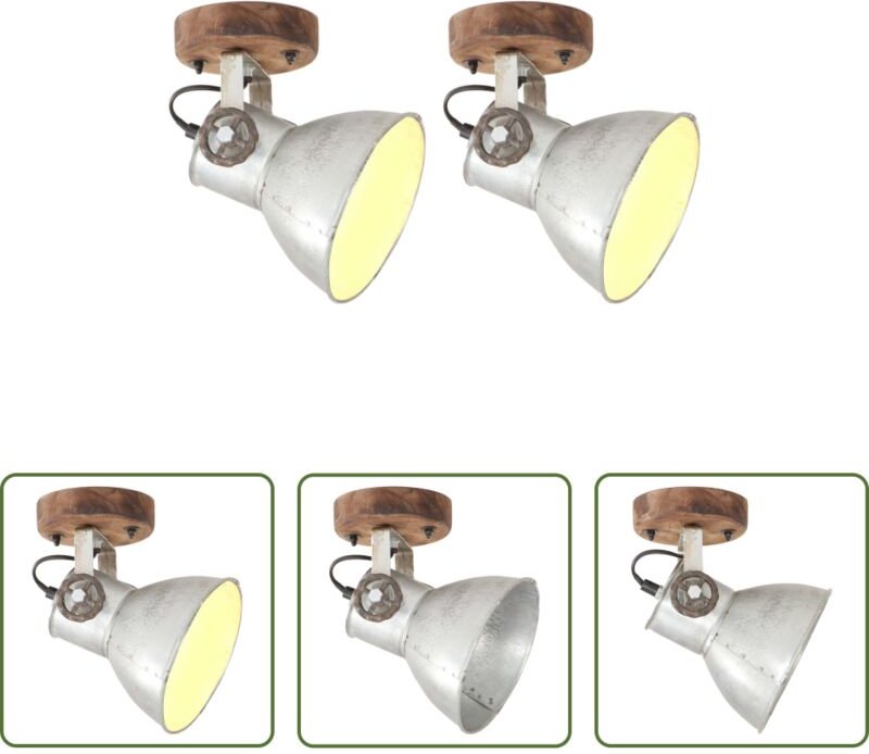 vidaXL Industriestil - Wand-/Deckenlampen Industriestil 2 Stk. Silbern 20x25 cm E27