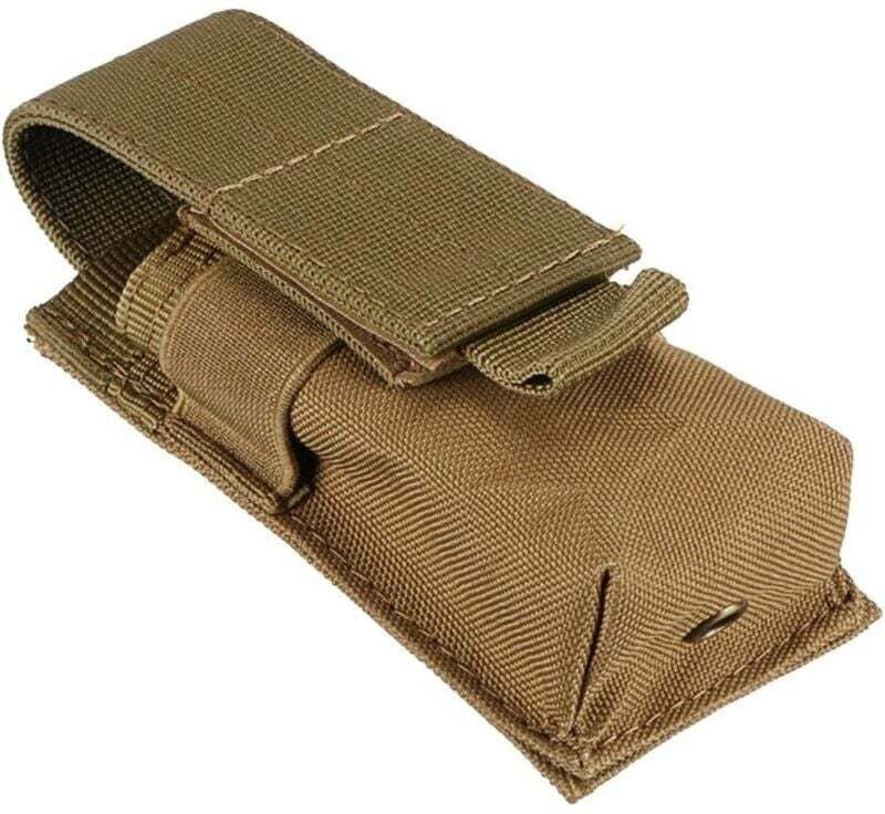 Universelle, wasserdichte Nylon-Tasche für Taschenlampen mit Akku, geeignet für Camping und Wandern – Khaki (Braun), 14 ...