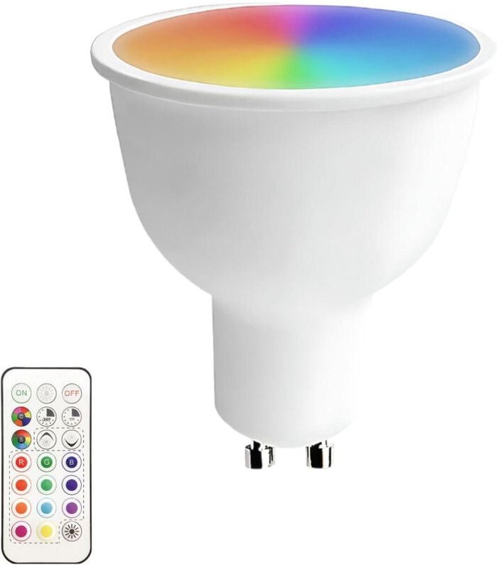 SevenOn Premium GU10 6W, entspricht 40W, 470lm, RGB-LED-Strahlerlampe mit Fernbedienung, 25000H, 7h