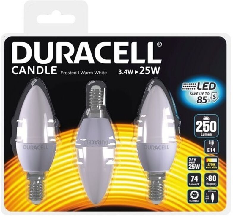 LED-Glühbirne Flamme 3,4 W / 25 W E14 Fassung Depolie 3 Stück - Duracell