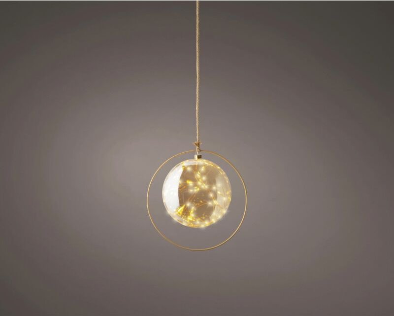 Thumbnail - Lumineo LED Kugelhänger batteriebetrieben mit Timer Glas Ø 26 cm warmweiß amber Dekofigur