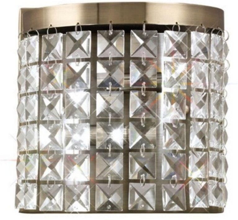 Inspired Diyas - Cortina - Wandleuchte 2 Licht Antik Messing, Kristall