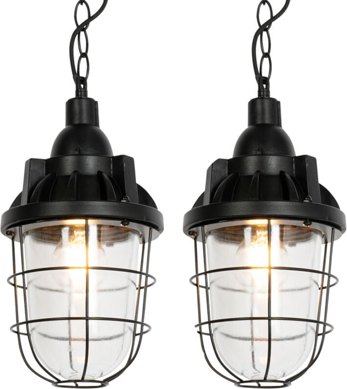 2er Set Industrie Hängelampen schwarz - Cabin