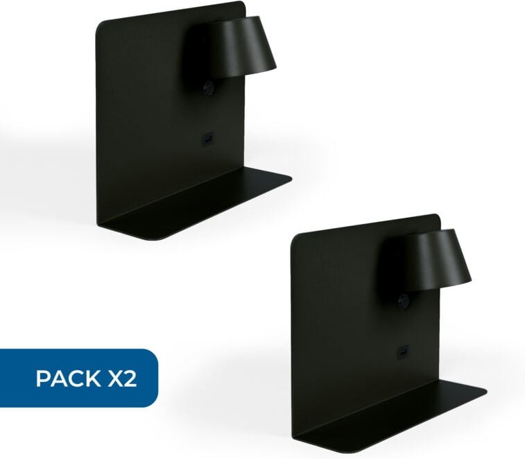 Thumbnail - Barcelona Led - 2er Pack Wandleseleuchte baskop mit USB-Anschluss und Ablage -