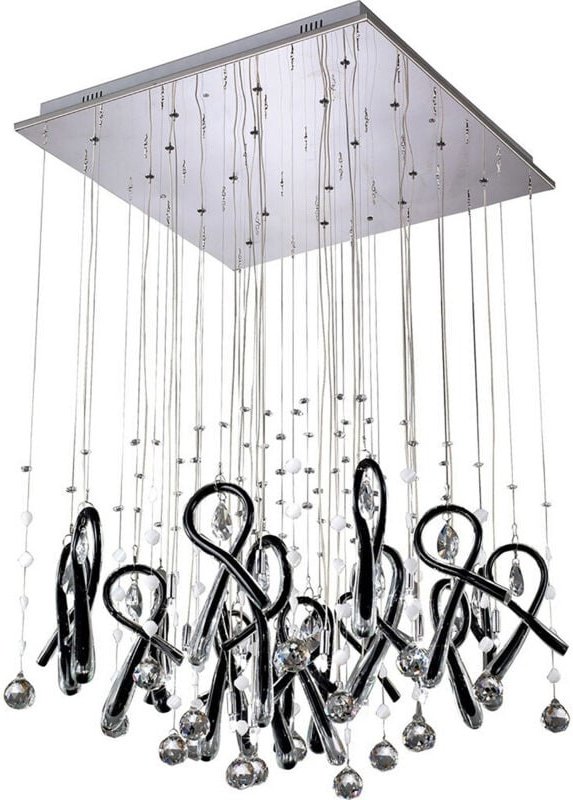 Inspired Class Pendelleuchte Square 20 Light G4 Poliertes Chrom/Schwarzes Glas/Kristall, NICHT LED/CFL-kompatibel