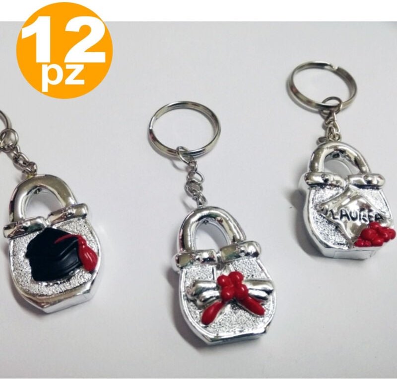 Trade Shop Traesio - Trade Shop - 12 hochzeit gefälligkeiten silber metall graduierung vorhängeschloss konfetti schlüsse...