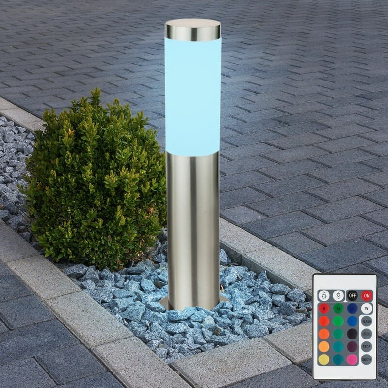 Außenlampe silber Sockelleuchte Garten Stehlampe Wegeleuchte Terrassenlampe Edelstahl, Fernbedienung dimmbar, rgb led 8,...