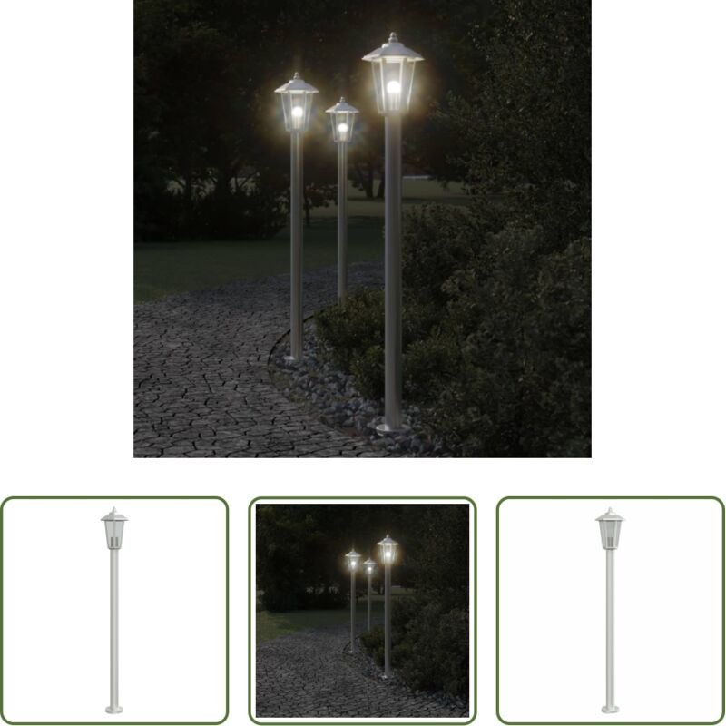 vidaXL Edelstahlleuchte - Wegeleuchte Silbern 120 cm Edelstahl
