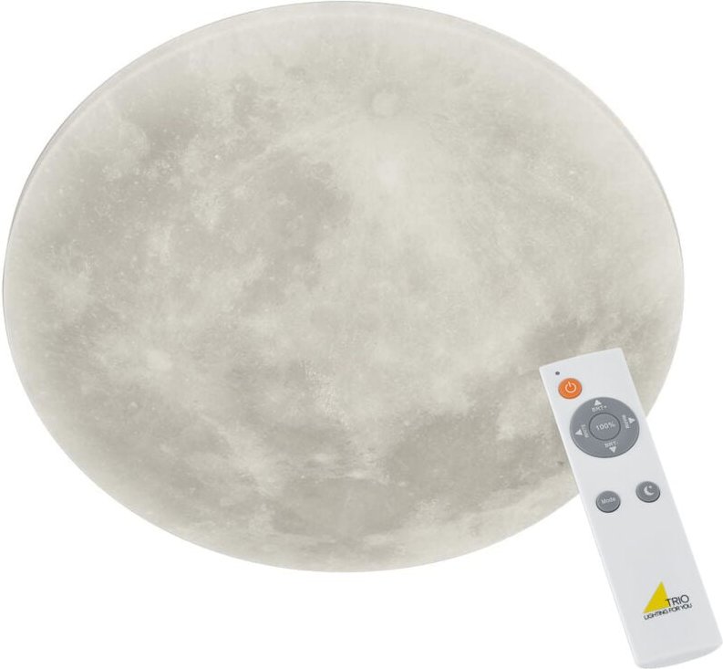 Trio - Dimmbare led Deckenleuchte lunar mit Nachtlicht, Mondphasen Fernbedienung Ø40cm