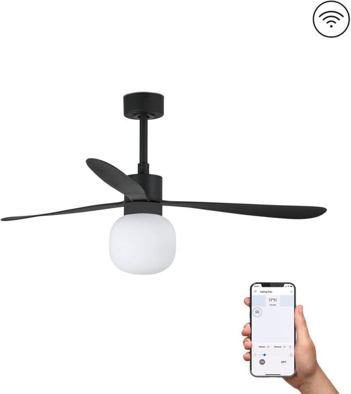 Faro Amelia Große 3-Blatt-Leuchte in Mattschwarz mit Licht 2700 K, Wiz Smart System