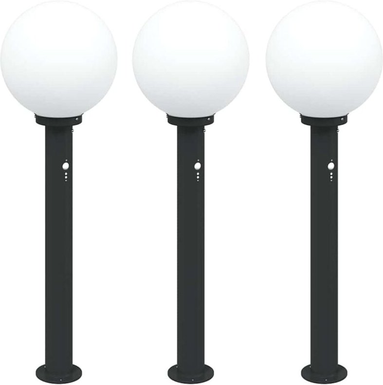 Pollerleuchten mit Sensor 3 Stk. 80 cm Schwarz IP44 vidaXL