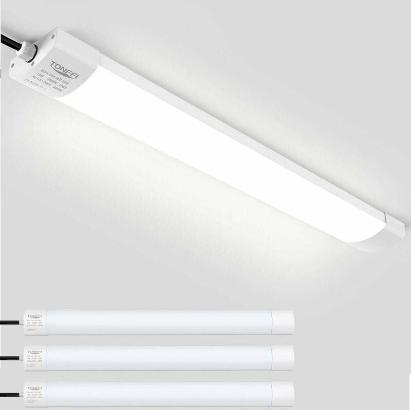 3 Stück led Feuchtraumleuchte Deckenleuchte 60cm 18W für Garage Kelle Werkstatt Feuchtraum Warenhaus Tonffi led Wannenle...