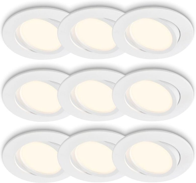 Briloner PIWO 3x3er Set LED Einbauleuchten, Schwenkbar, Weiß, Ø8 x 2,2 cm