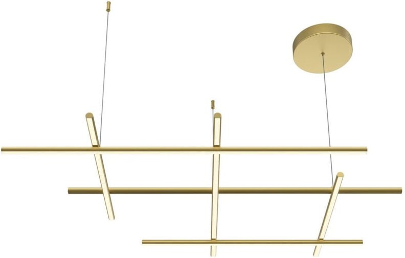 Maytoni Radiance Moderne quadratische integrierte LED-Deckenleuchte, halbbündig, Gold, 3000 K, 3150 lm, weißer Schirm