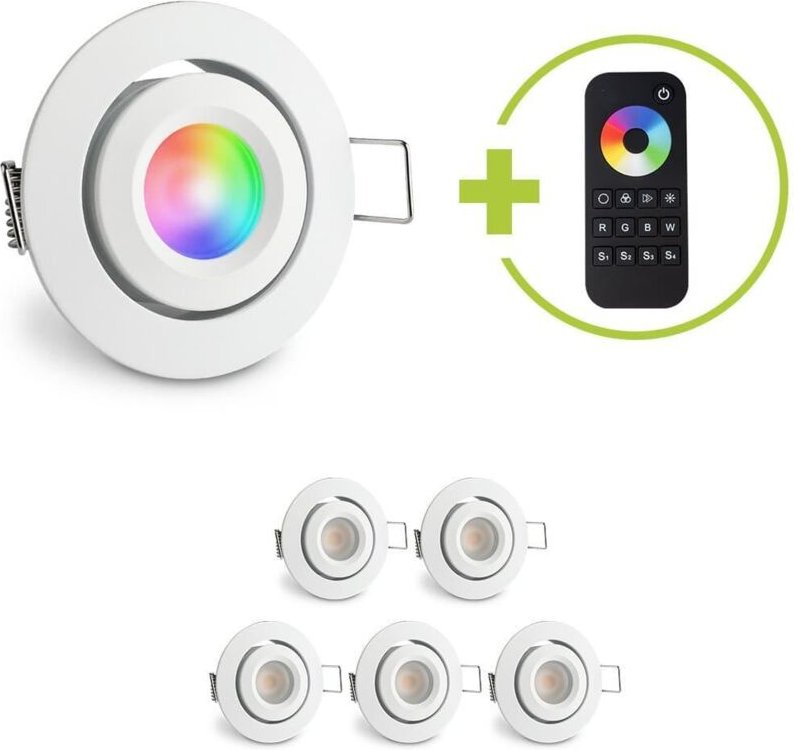 Einbaustrahler Mini schwenkbar Matera 3W RGBW IP44 - Farbe: weiß - Anzahl: 6x