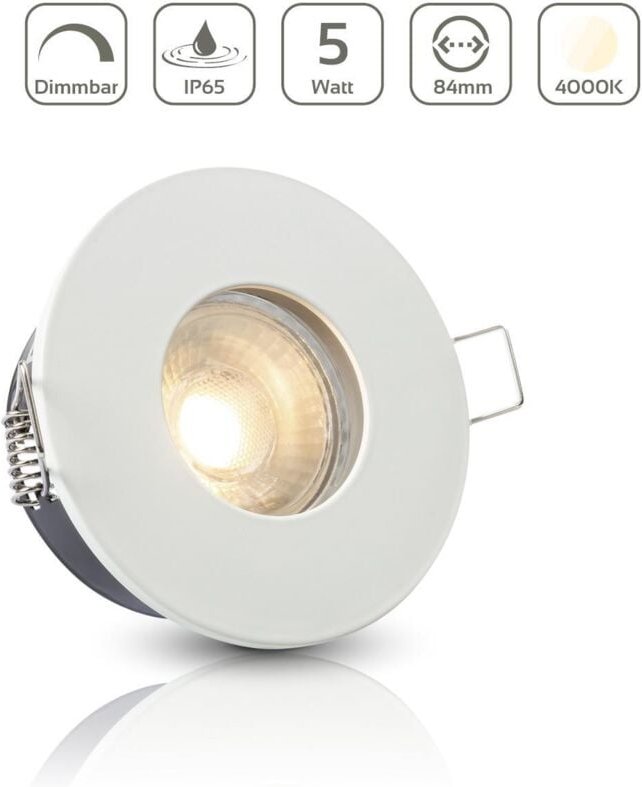 Einbauspot IP65 rund - Farbe: Weiß - LED Leuchtmittel: GU10 5W neutralweiß dimmbar