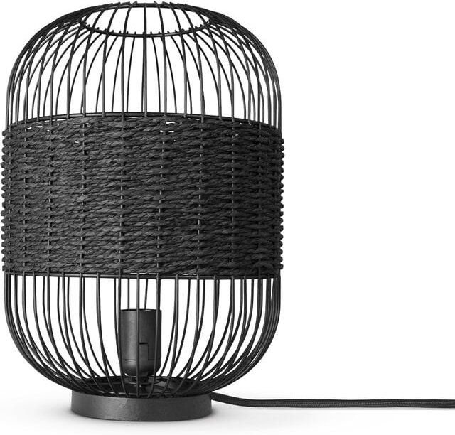 Rattan Pendelleuchte Wohnzimmer Tischleuchte Boho Käfig Lampe Nachttisch Metall Schwarz (Ø24cm), Tischleute - Typ 4 - Pa...