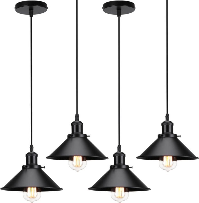 Pendelleuchte Edison Hängelampe mit Ø26cm Regenschirm Lampenschirm Eisen Art Lampe für Loft Esszimmer Wohnzimmer Alles s...