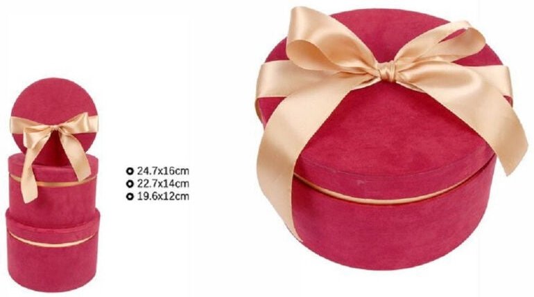 Trade Shop Traesio - Trade Shop - set mit 3 boxen geschenkbox verschiedene grössen rund matryoska rot 71945 -