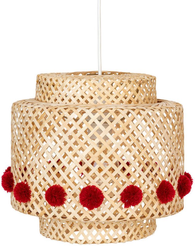 Hängeleuchte Kind Liby Bambus Pompons rot D28cm Atmosphera créateur d'intérieur