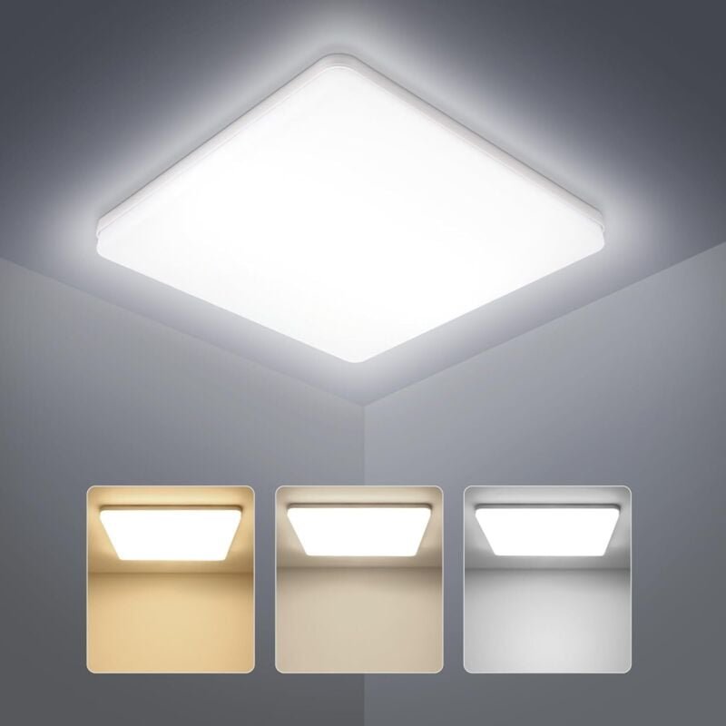 LED-Deckenleuchte 48 W quadratisch – Warmweiß/Neutralweiß/Kaltweiß, moderne Deckenlampe 4653 lm – schmale weiße Panel-De...