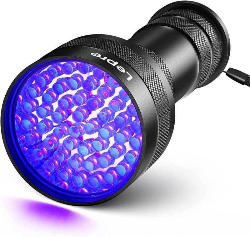Thumbnail - Odipie - UV-Taschenlampe, Schwarzlicht, 51 LEDs, UV-Licht, tragbares Schwarzlicht, 395 nm, zum Erkennen von Tierurin, Fl...