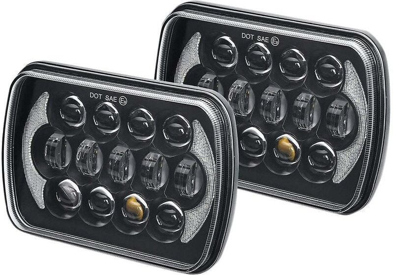 Paar rechteckige Sealed Beam-LED-Scheinwerfer mit Fern- und Abblendlicht-Blinker für Wrangler Yj Xj