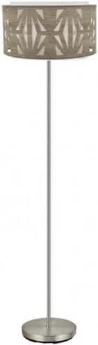 Fabrilamp - Stehleuchte mit grauem Lampenschirm Modell Katerina in Nickel