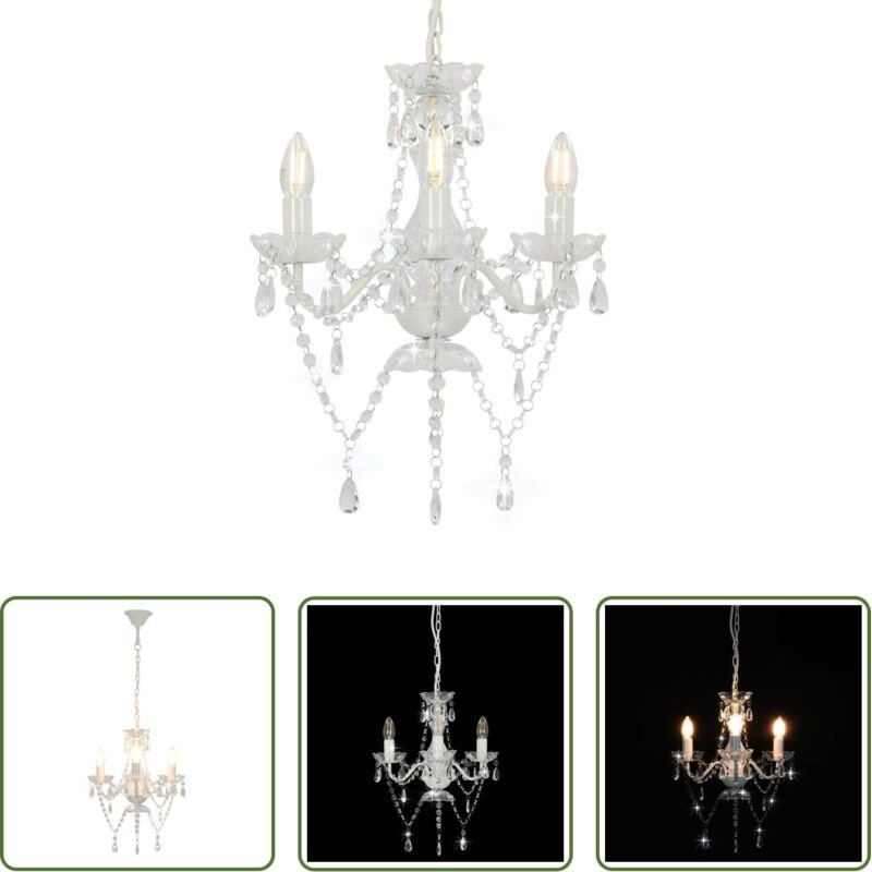 Kronleuchter mit Perlen - Kronleuchter mit Perlen Weiß Rund 3×E14