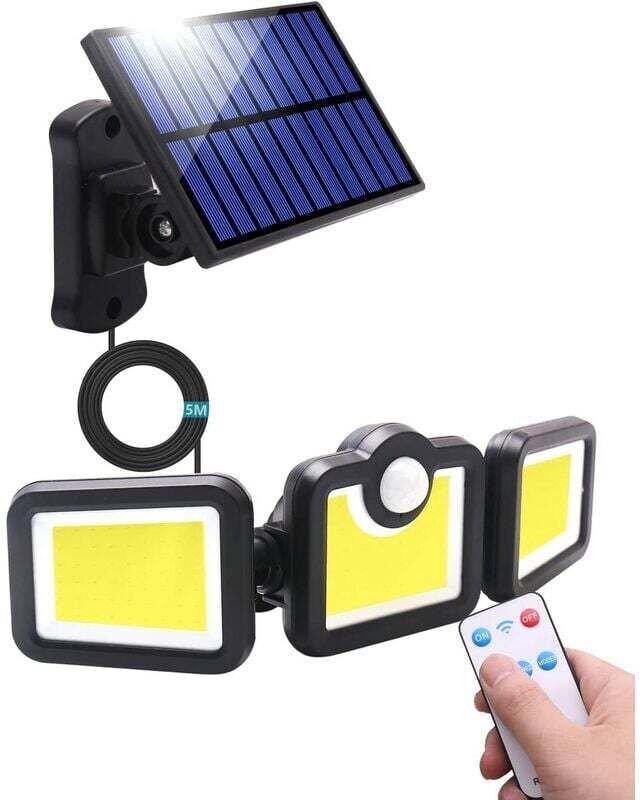 Solarbetriebene Außenleuchte mit Bewegungsmelder, 171 LEDs, Fernbedienung, IP65 wasserdicht, 3 Beleuchtungsmodi für Gart...